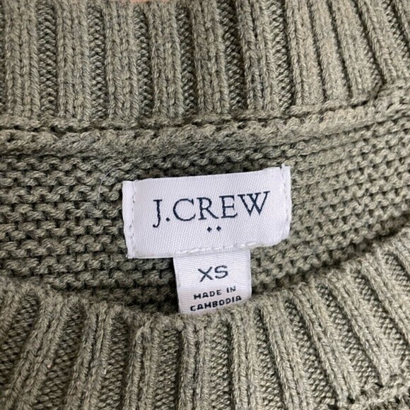 J. Crew Factory green crew neck knit sweater cotton/wool sweater - Picture 8 of 10